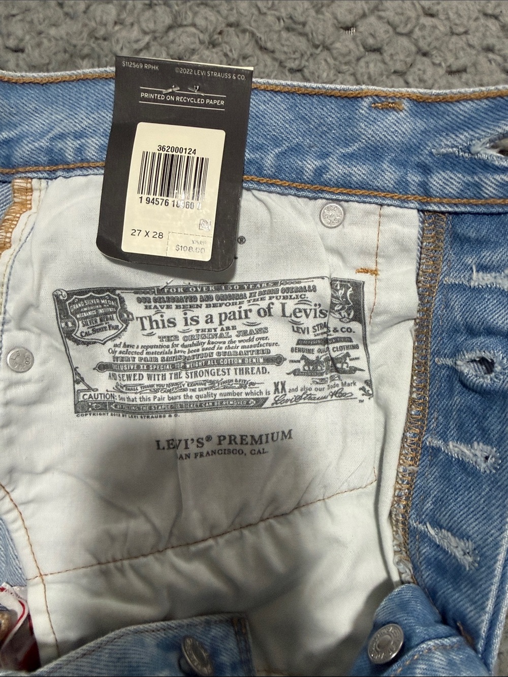 Levi's Light Blue Straight Women’s Jeans - 501 Style - Picture 5 of 6